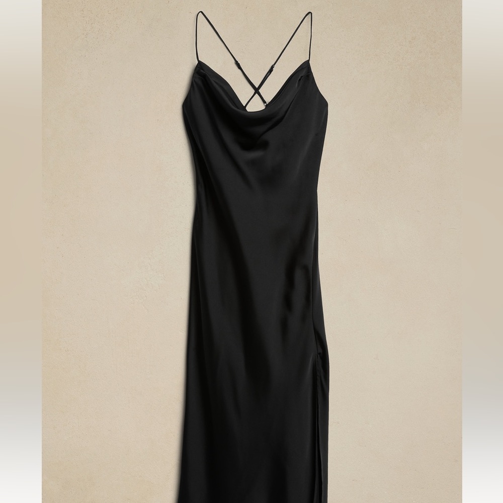 NWT BANANA REPUBLIC FACTORY BLACK FRONT SLIT DRESS